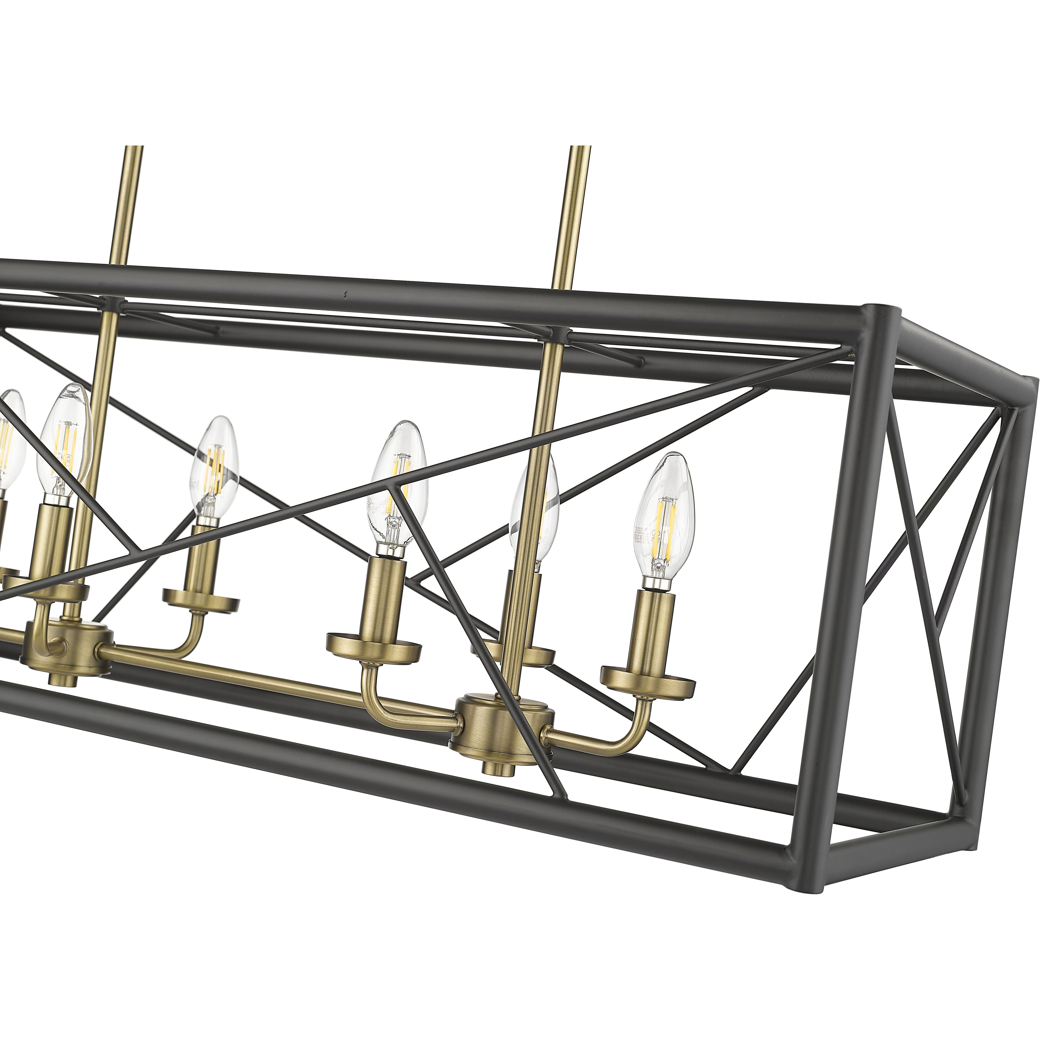 Surrey 6 Light 34 inch Matte Black/Vintage Brass Linear Chandelier Ceiling Light